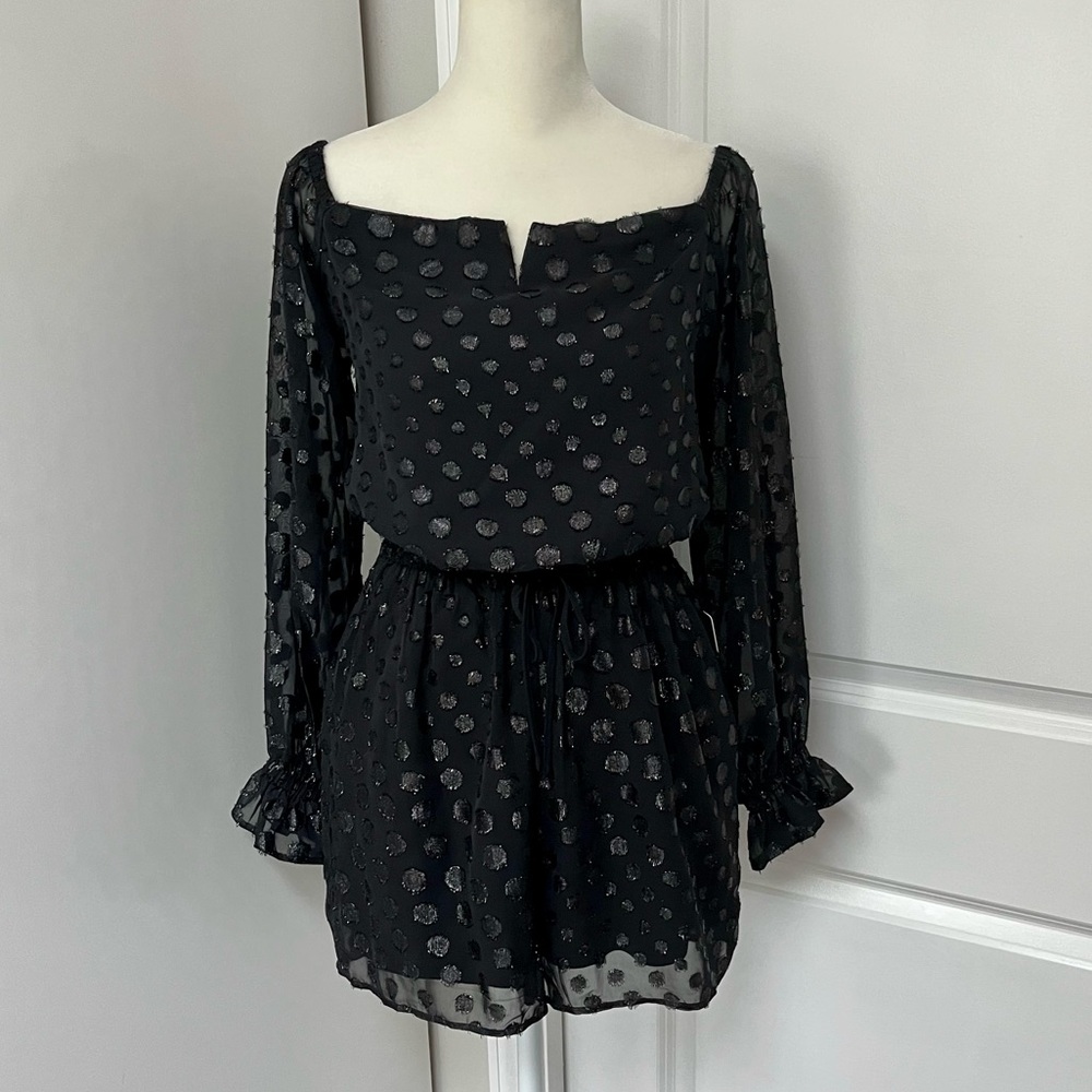 NWT❗️Express Black Glitter Romper